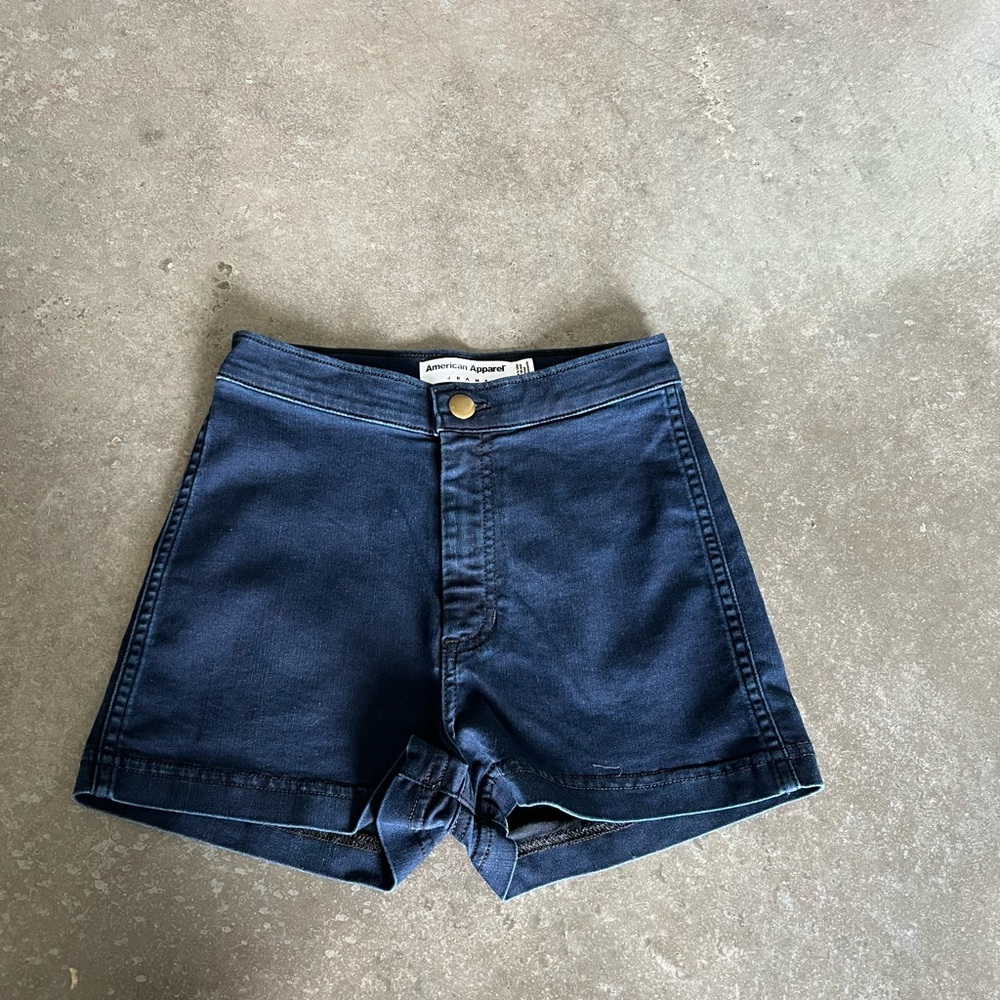 American Apparel Blue Stretchy High Waisted Shorts